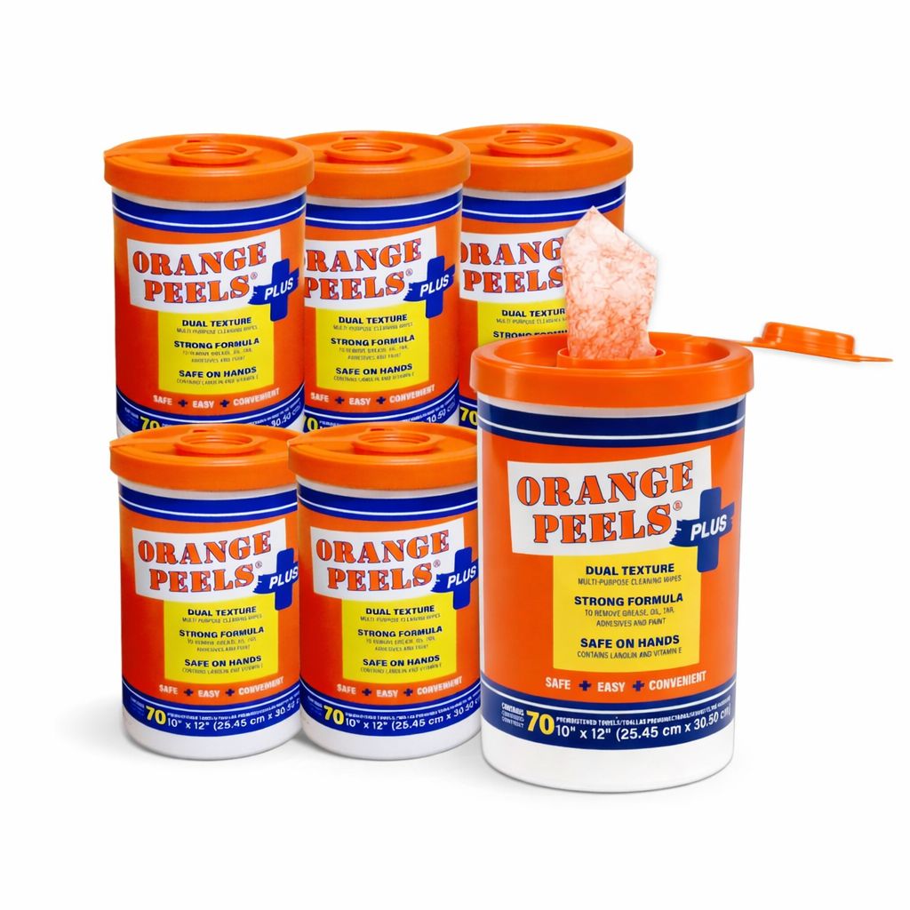 Orange Peels Degreaser Wipes (6 Canisters - 70 Wipes/Canister - 420 Wipes)