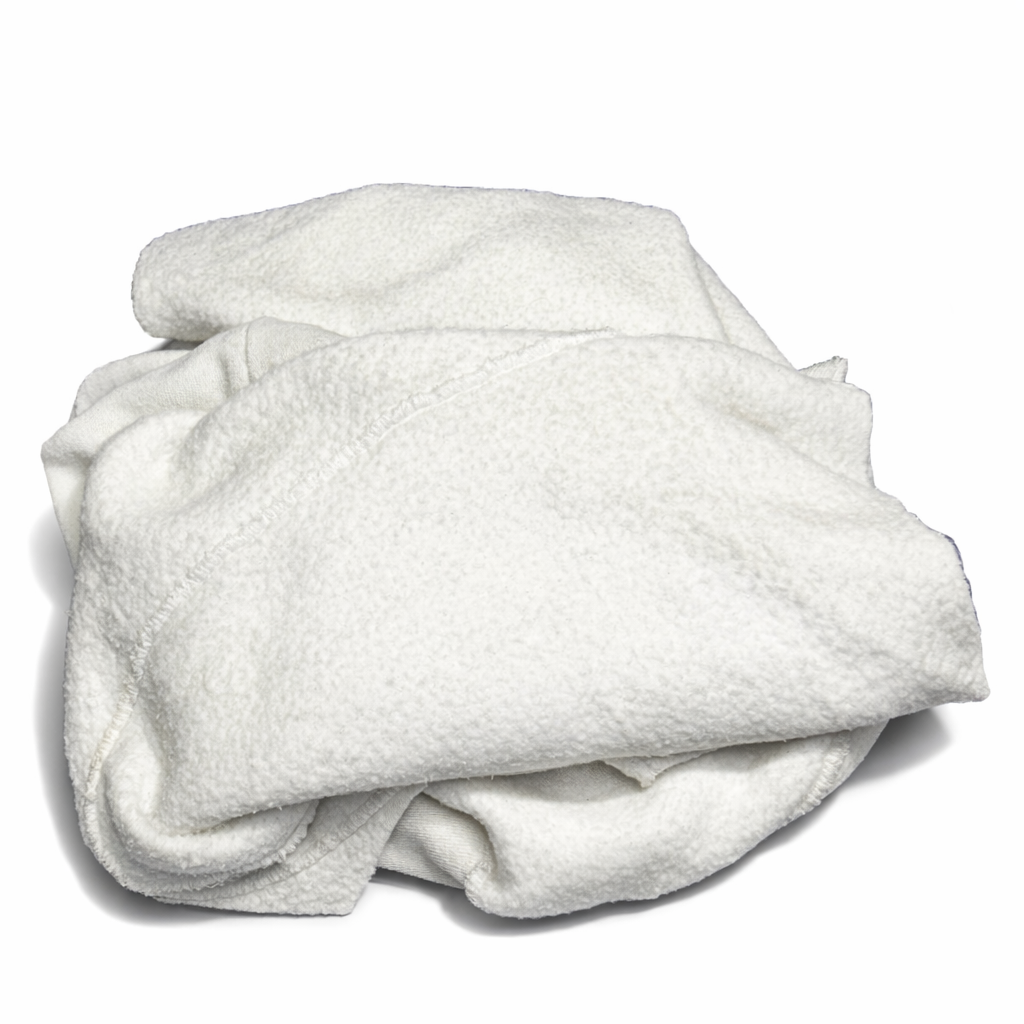 White Recycled Cotton Sweatshirts Fleece Wiping Rags - 40 LBS (R-WSS)